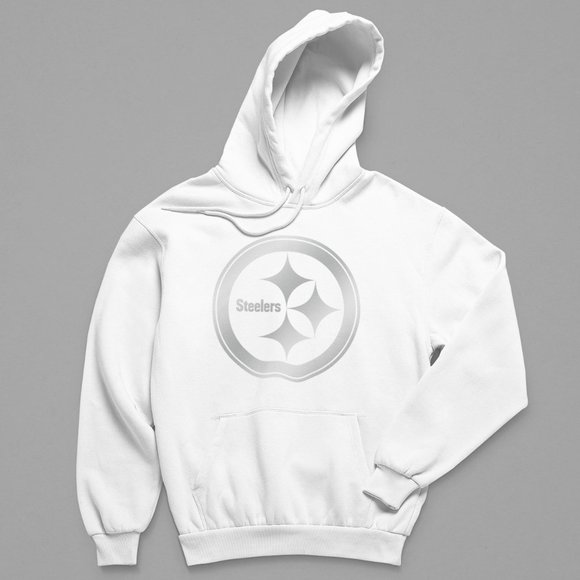 NEW Pittsburgh Steelers Silver Big Logo Fleece Pullover Hoodie WINter